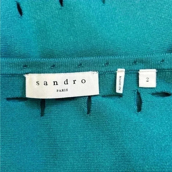 Sandro paris sparks knit crop top in blue blue turquoise in size 2 - Picture 3 of 6